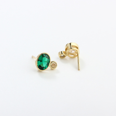 925 Sterling Silver Oval and Round CZ Earring Studs