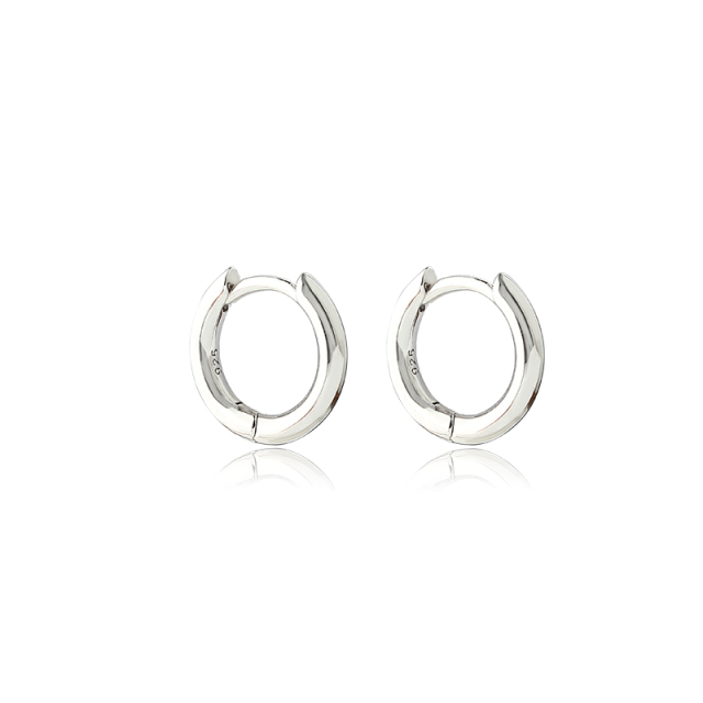 925 Sterling Silver 14mm Huggie Hoop Earrings