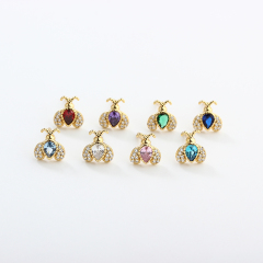 925 Sterling Silver CZ Bee Earrings Studs