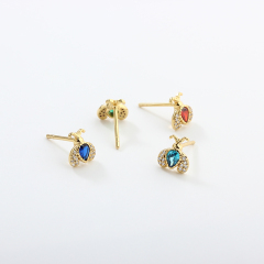 925 Sterling Silver CZ Bee Earrings Studs