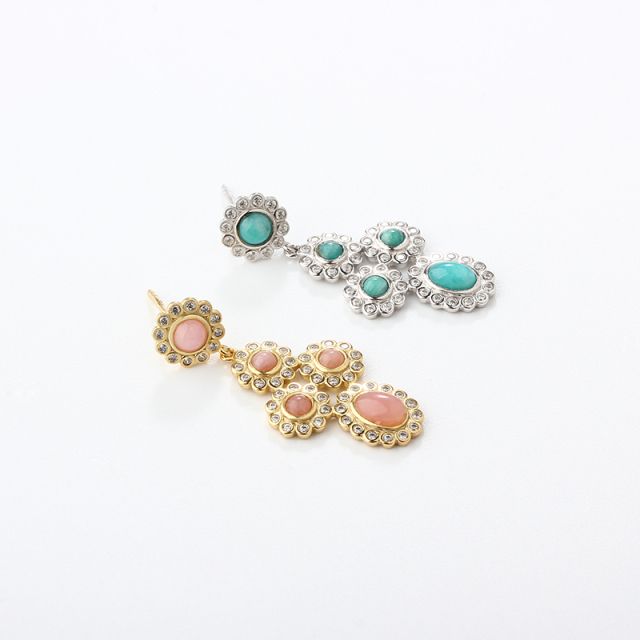 925 Sterling Silver Vintage Wedding Gemstone Stud Earrings