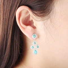 925 Sterling Silver Vintage Wedding Gemstone Stud Earrings
