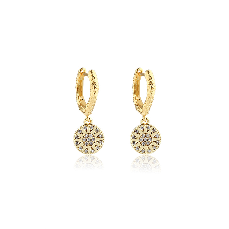 925 Sterling Silver Sun Hoop Earrings