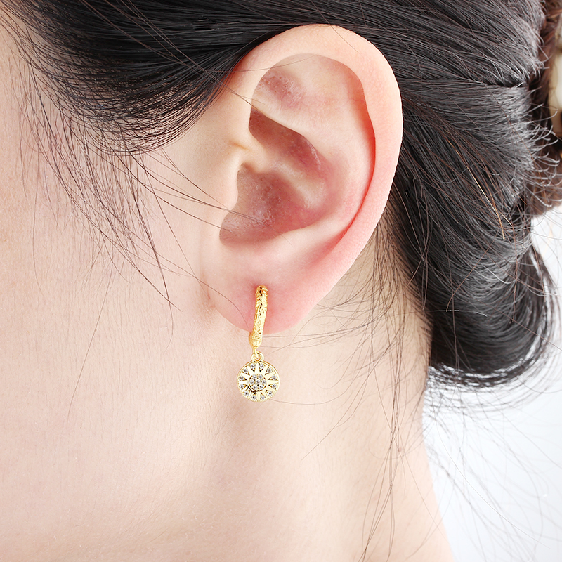 925 Sterling Silver Sun Hoop Earrings