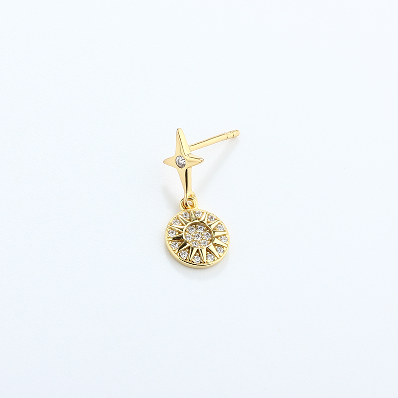 925 Sterling Silver Star and Sun Hoop Earrings