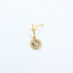 925 Sterling Silver Star and Sun Hoop Earrings