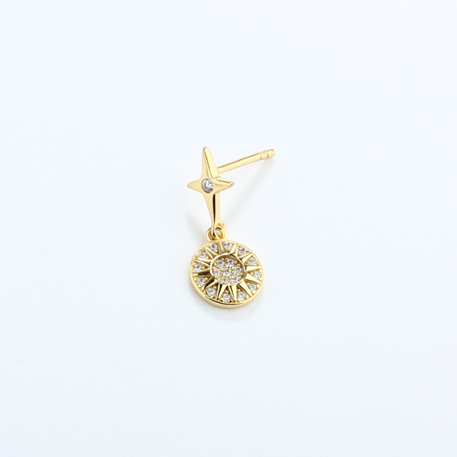 925 Sterling Silver Star and Sun Hoop Earrings