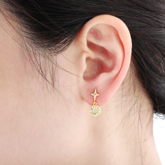 925 Sterling Silver Star and Sun Hoop Earrings
