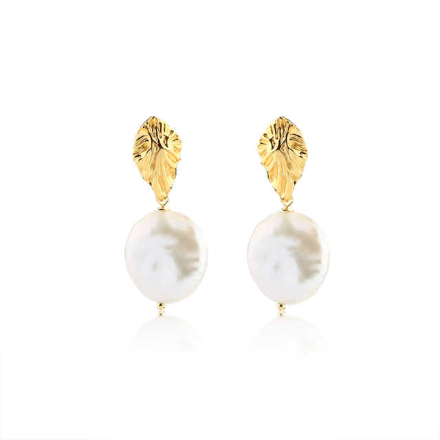 925 Sterling Silver Baroque Pearl Earrings Studs
