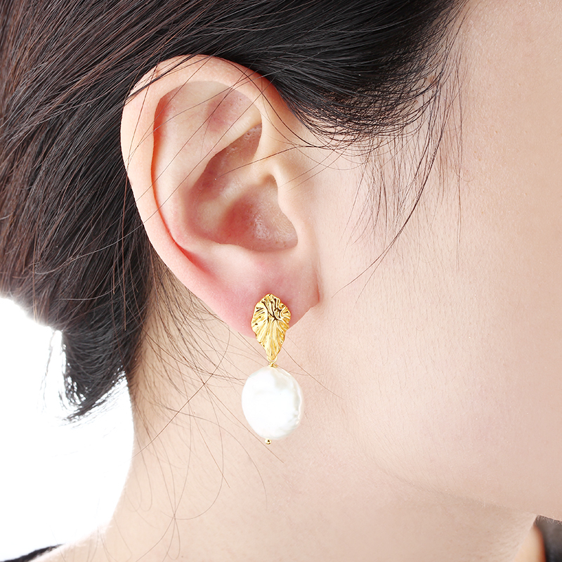 925 Sterling Silver Baroque Pearl Earrings Studs