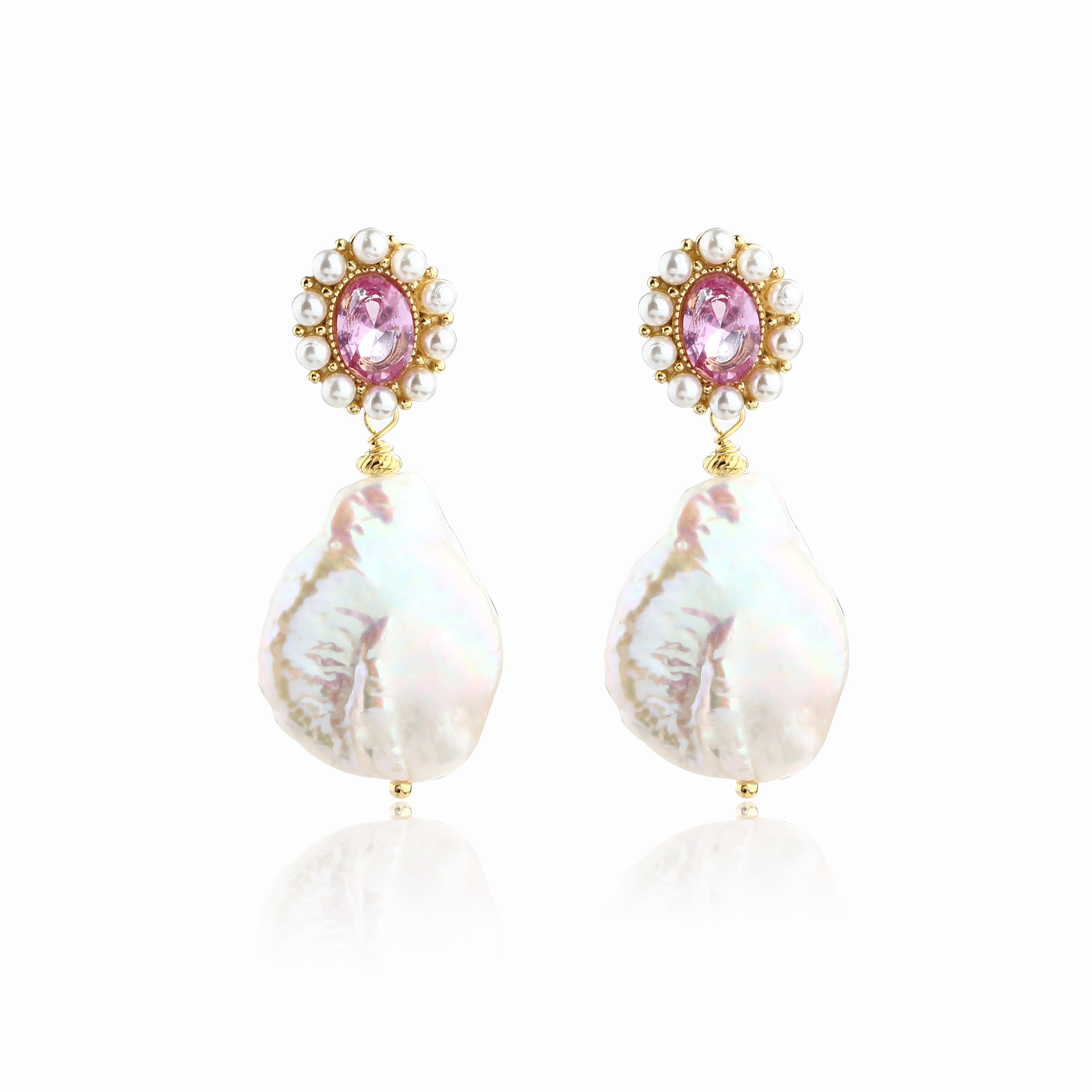 925 Sterling Silver Baroque Pearl Earrings Studs