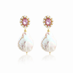 925 Sterling Silver Baroque Pearl Earrings Studs