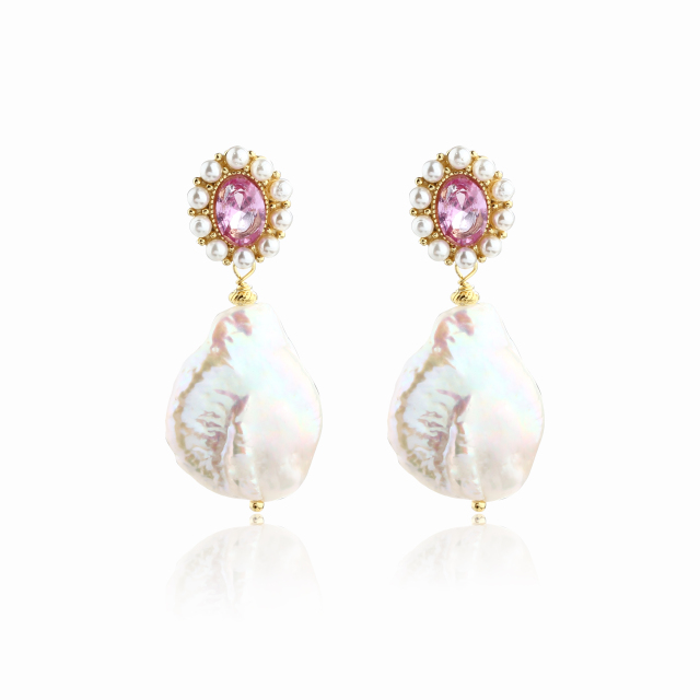 925 Sterling Silver Baroque Pearl Earrings Studs