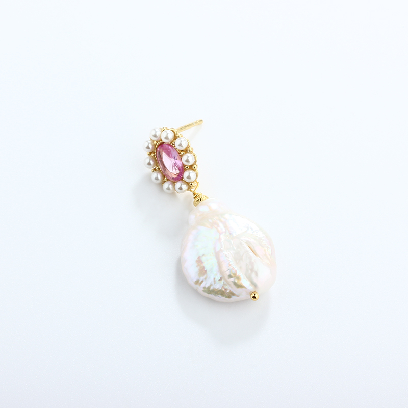 925 Sterling Silver Baroque Pearl Earrings Studs