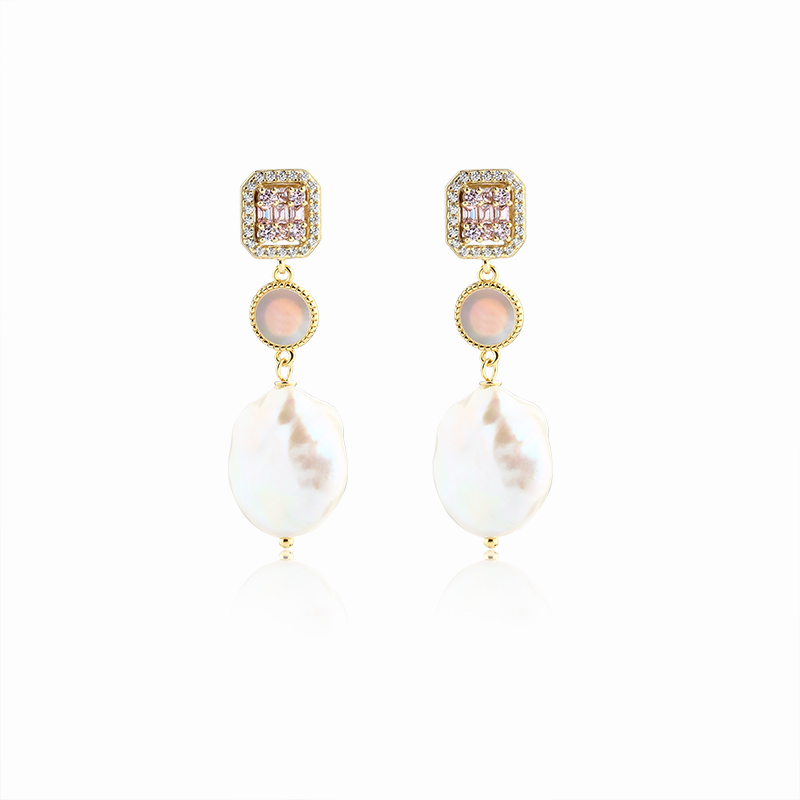 925 Sterling Silver Baroque Pearl Earrings Studs