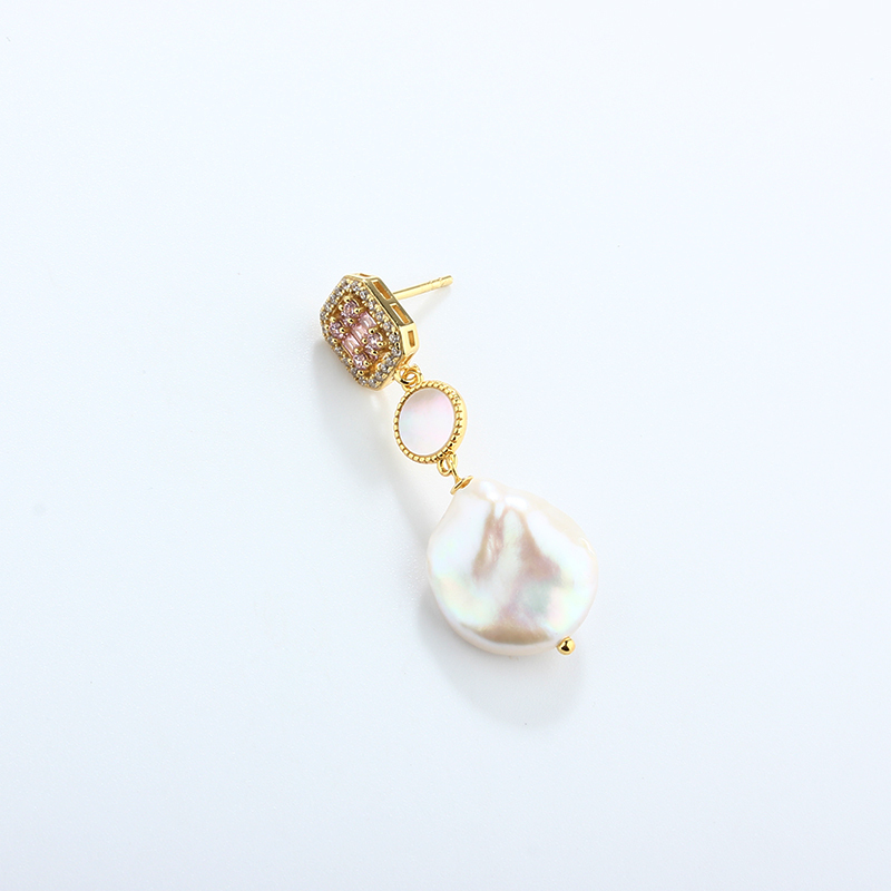 925 Sterling Silver Baroque Pearl Earrings Studs