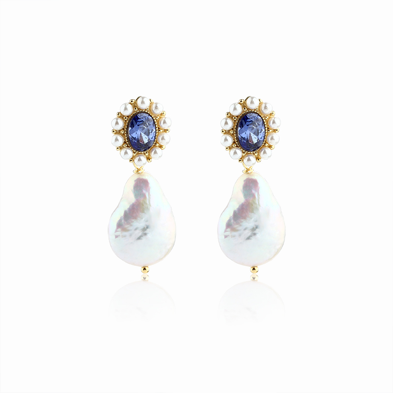 925 Sterling Silver Baroque Pearl Earrings Studs