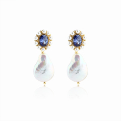 925 Sterling Silver Baroque Pearl Earrings Studs