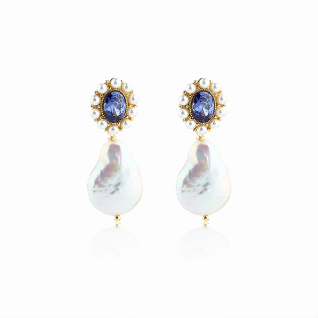 925 Sterling Silver Baroque Pearl Earrings Studs