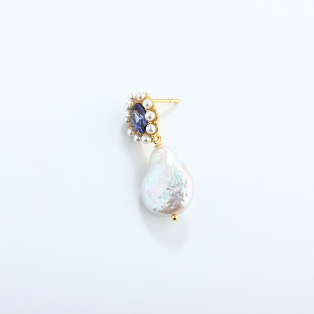 925 Sterling Silver Baroque Pearl Earrings Studs