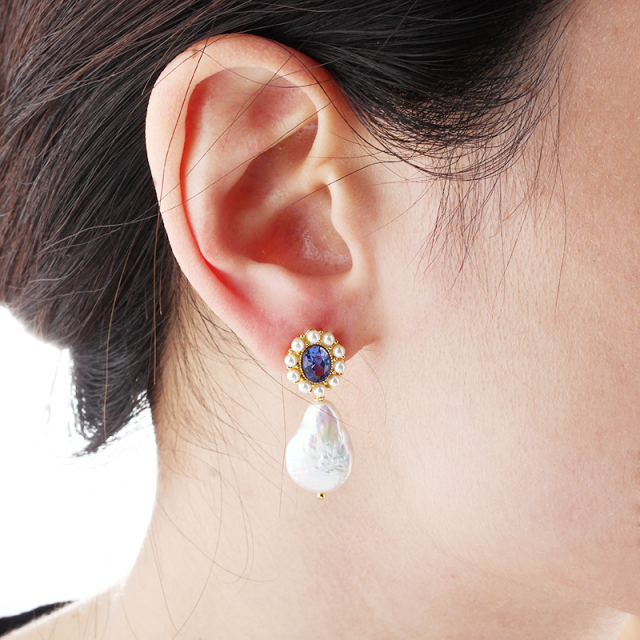 925 Sterling Silver Baroque Pearl Earrings Studs