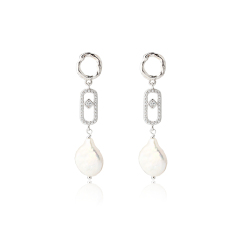 925 Sterling Silver Baroque Pearl Earrings Studs