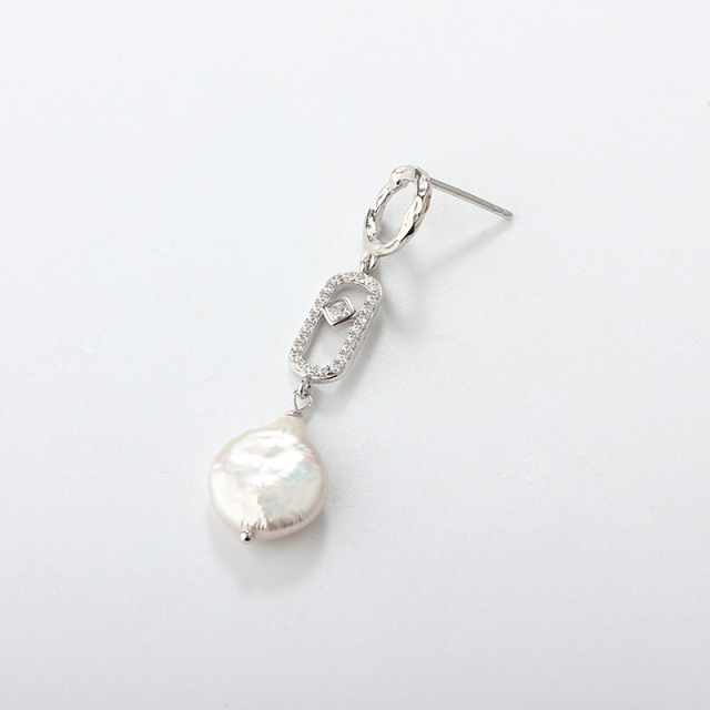 925 Sterling Silver Baroque Pearl Earrings Studs