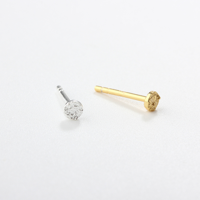 925 Sterling Silver Hammered Round Coin Earrings Studs