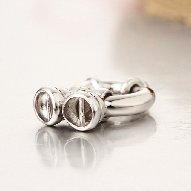 925 Sterling Silver Spring Clasp With Two End Cap