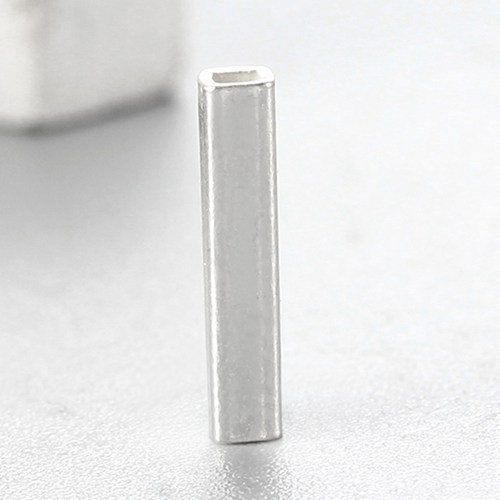 925 Sterling Silver 10mm Polish Square Tube Beads