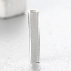 925 Sterling Silver 10mm Polish Square Tube Beads