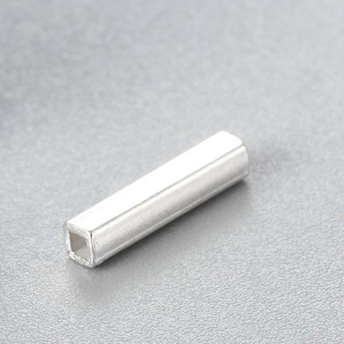 925 Sterling Silver 10mm Polish Square Tube Beads