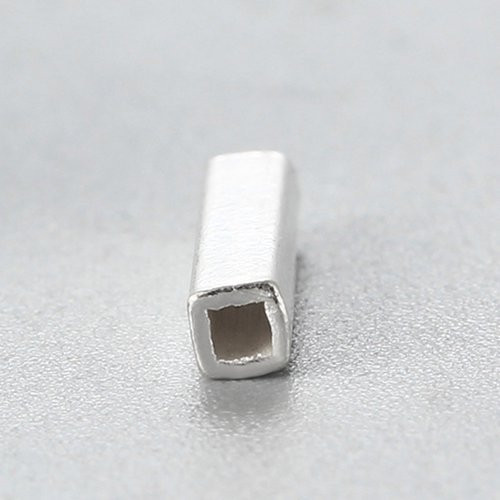 925 Sterling Silver 10mm Polish Square Tube Beads
