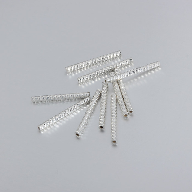 925 Sterling Silver Long Bling Tube Beads