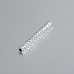 925 Sterling Silver Long Bling Tube Beads