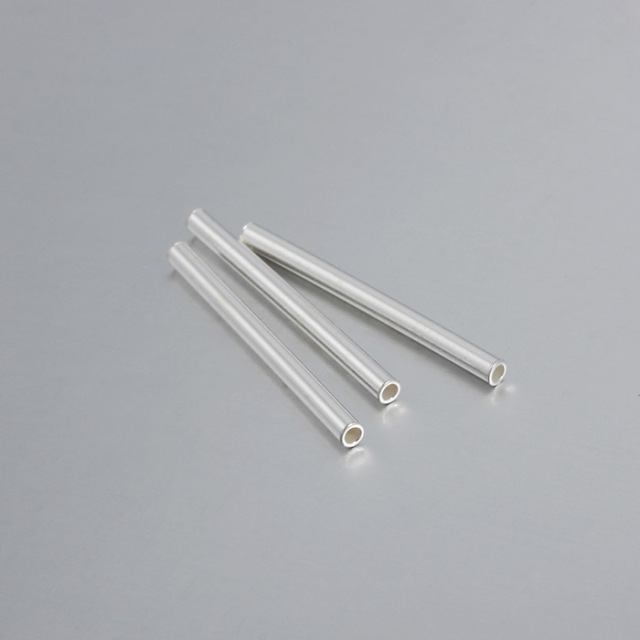 925 Sterling Silver Long Pure Tube Beads