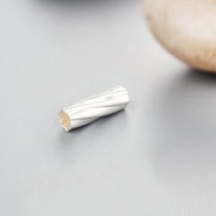 925 Sterling Silver Long Twirl Cut Tube Beads