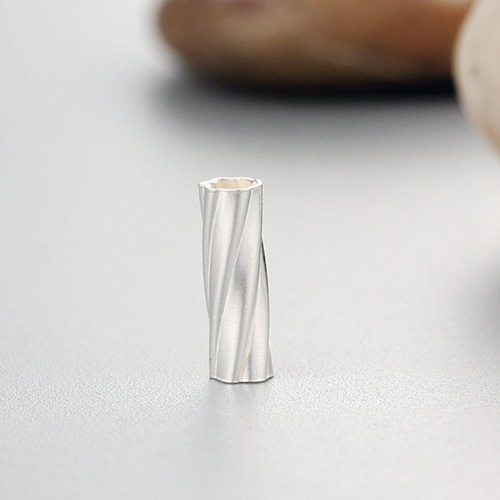 925 Sterling Silver Long Twirl Cut Tube Beads