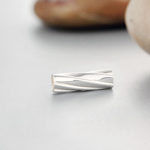 925 Sterling Silver Long Twirl Cut Tube Beads