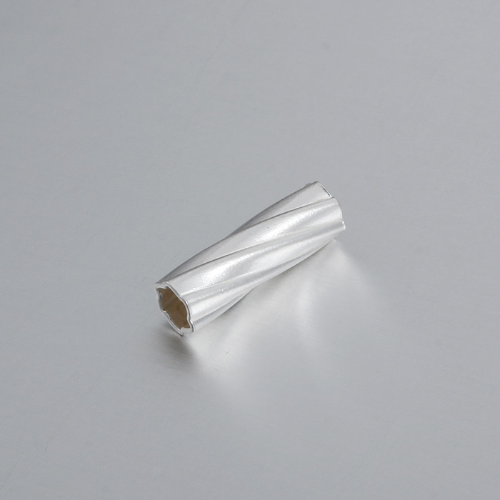925 Sterling Silver Long Twirl Cut Tube Beads