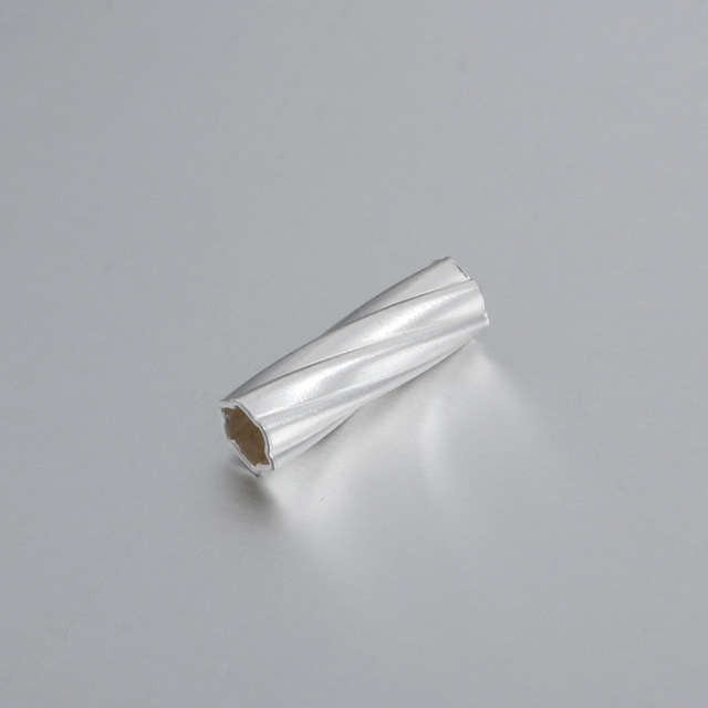 925 Sterling Silver Long Twirl Cut Tube Beads