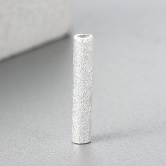 925 Sterling Silver 10mm Stardust Sand Blasting Tube Beads