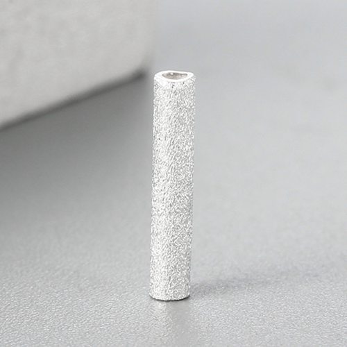 925 Sterling Silver 10mm Stardust Sand Blasting Tube Beads