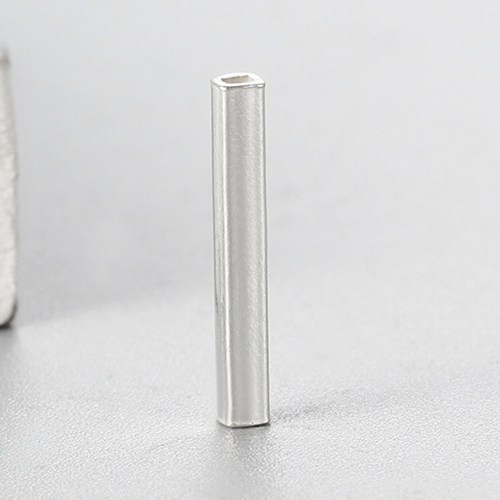 925 Sterling Silver 15mm Polish Square Tube Beads