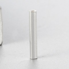 925 Sterling Silver 15mm Polish Square Tube Beads