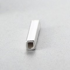 925 Sterling Silver 15mm Polish Square Tube Beads