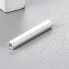925 Sterling Silver 15mm Polish Square Tube Beads