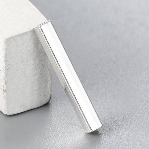 925 Sterling Silver 15mm Polish Square Tube Beads