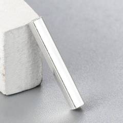 925 Sterling Silver 15mm Polish Square Tube Beads