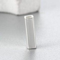 925 Sterling Silver 7mm Polish Square Tube Beads